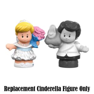 Replacement Figure for Little People Cinderella Playset - DRH11 ~ Fisher-Price Disney Princess Cinderella and Prince Charming ~ Replacement Cinderella Figure Wearing White Dress and Carrying Flowers