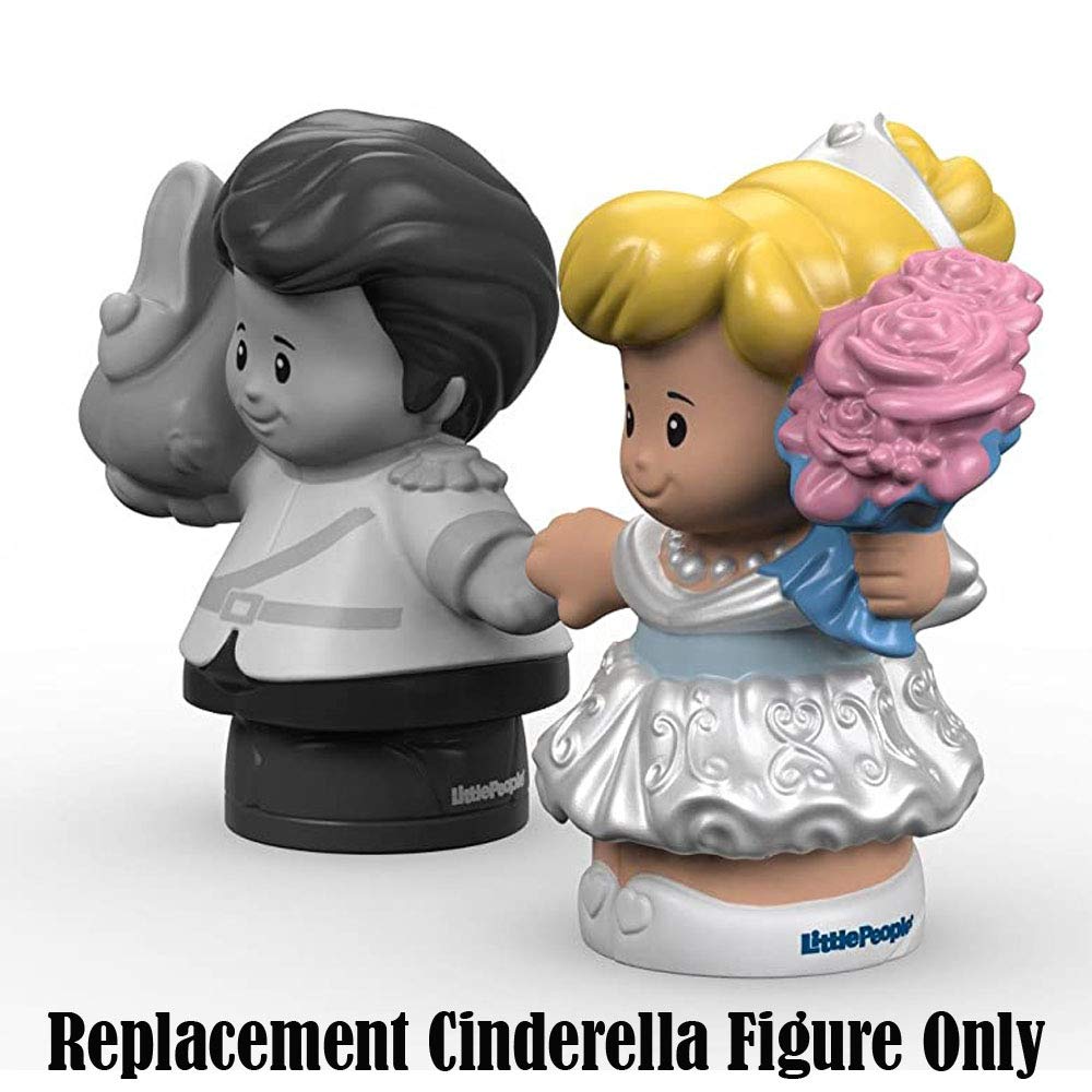 Replacement Figure for Little People Cinderella Playset - DRH11 ~ Fisher-Price Disney Princess Cinderella and Prince Charming ~ Replacement Cinderella Figure Wearing White Dress and Carrying Flowers