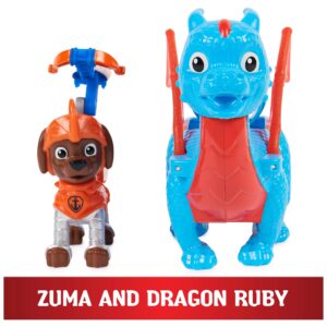 Paw Patrol, Rescue Knights Zuma and Dragon Ruby Action Figures Set, Kids Toys for Ages 3 and up