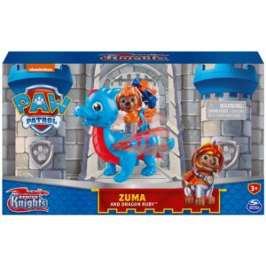 Paw Patrol, Rescue Knights Zuma and Dragon Ruby Action Figures Set, Kids Toys for Ages 3 and up