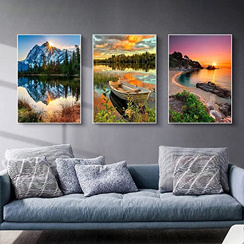 AOSGEDY 6 Pack Paint by Numbers for Adults Kids Beginner, Adult DIY Landscape Oil Painting for Home Wall Decor 12X16 Inch