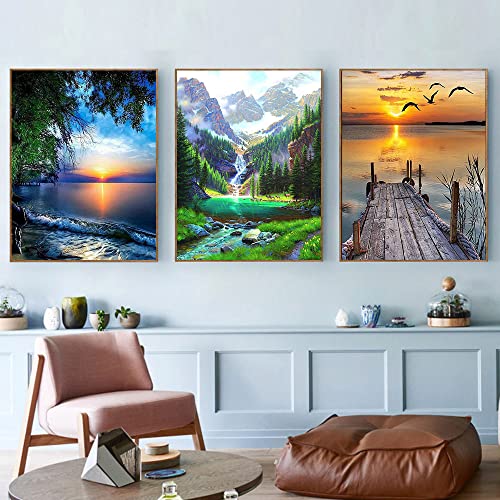 AOSGEDY 6 Pack Paint by Numbers for Adults Kids Beginner, Adult DIY Landscape Oil Painting for Home Wall Decor 12X16 Inch