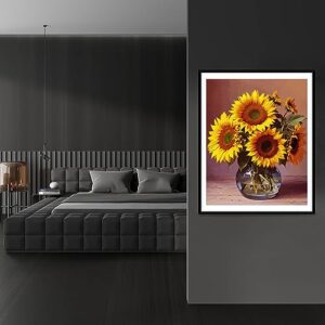 Paint by Numbers for Adults Beginners and Kids,19.6" Wx19.6 L DIY Sunflower Canvases for Painting with 5Pcs Paintbrushes,Home Room Wall Decor Art for Bathroom Bedroom Living Room Christmas Decoration