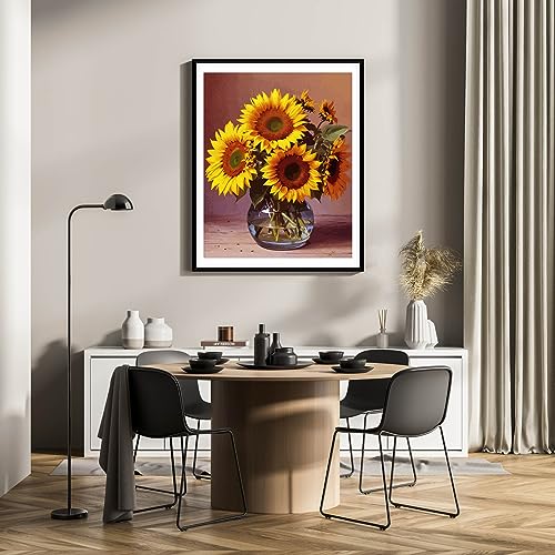 Paint by Numbers for Adults Beginners and Kids,19.6" Wx19.6 L DIY Sunflower Canvases for Painting with 5Pcs Paintbrushes,Home Room Wall Decor Art for Bathroom Bedroom Living Room Christmas Decoration