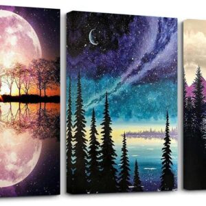 3 Pack Paint by Number for Adults Canvas - Paint by Number for Adults Beginner,DIY Oil Painting Kit with Paintbrushes and Acrylic Pigment, Arts Craft for Home Wall Decor and Gift - Landscape 12x16In