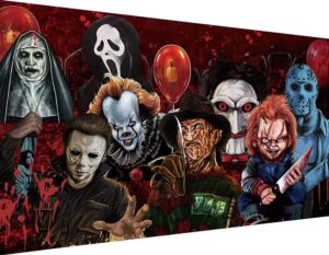 halloween paint by numbers for adults, horror large paint by number kits for beginner, color oil painting acrylic on canvas paints without frame for home wall decor（16x24 inch）