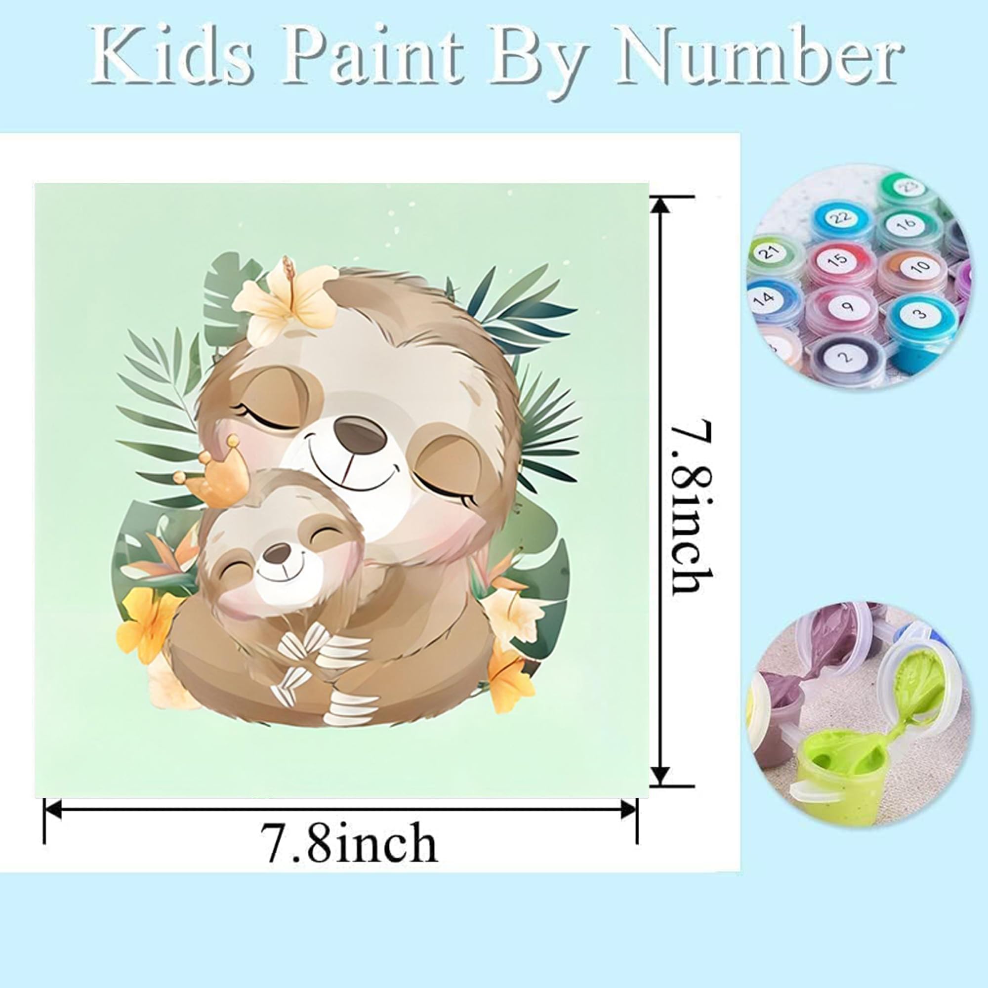 bleihum 4 Pack Paint by Numbers for Kid Ages 4-8,Animals Paint by Number Kits for Kids, DIY Animal Oil Painting Suitable for Home Decoration (Frameless,8x8inch)