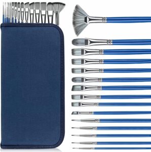 rosmax artist paint brushes-nylon hair and 15 different sizes for acrylic painting,oil,watercolor,fabric-great for kids adult drawing arts crafts supplies or beginners,professional