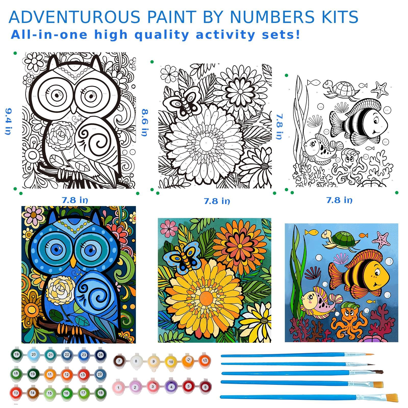 Paint by Numbers Kit for Kids and Adults, Art Supplies for Kids 6-12, Painting Kits for Kids, Crafts and Fun, Acrylic Paint Set, Canvas Painting Kit, Include Framed Pre-drawn Canvas, Color by Numbers