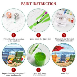 Ginkko Paint by Numbers Art Craft Kit for Adults, Beach Themed, Framed Canvas 9x12 inch, Non-Toxic Acrylic Paints, Professional Brushes, Unique Gift