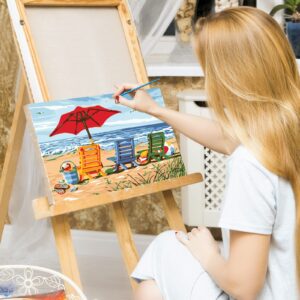 Ginkko Paint by Numbers Art Craft Kit for Adults, Beach Themed, Framed Canvas 9x12 inch, Non-Toxic Acrylic Paints, Professional Brushes, Unique Gift