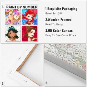 KYOQFVN 4 Pack Cartoon Paint by Number for Kids Ages 4-8-12, Easy Acrylic Paint by Number for Kids Framed Canvas, Oil Painting Paint by Number Kits for Kids Wall Decor 8x8in(Framed)