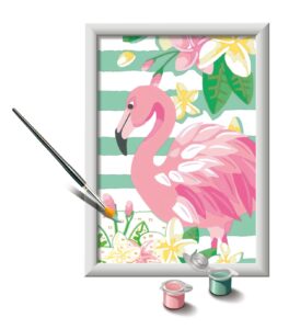 ravensburger creart think pink paint by numbers kit for kids & adults - all-inclusive diy painting kit canvas | detailed flamingo artwork | ideal for beginners & art enthusiasts