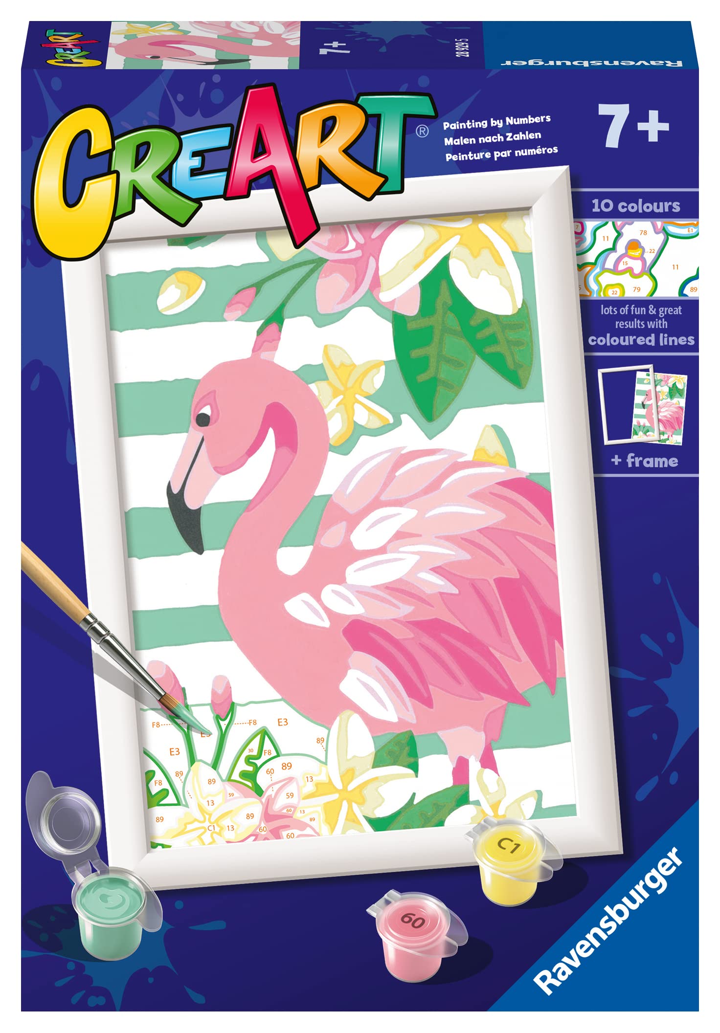 Ravensburger CreArt Think Pink Paint by Numbers Kit for Kids & Adults - All-Inclusive DIY Painting Kit Canvas | Detailed Flamingo Artwork | Ideal for Beginners & Art Enthusiasts