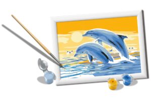 ravensburger creart delightful dolphins paint by numbers kit for kids - painting arts and crafts for ages 7 and up, multi-colored, único