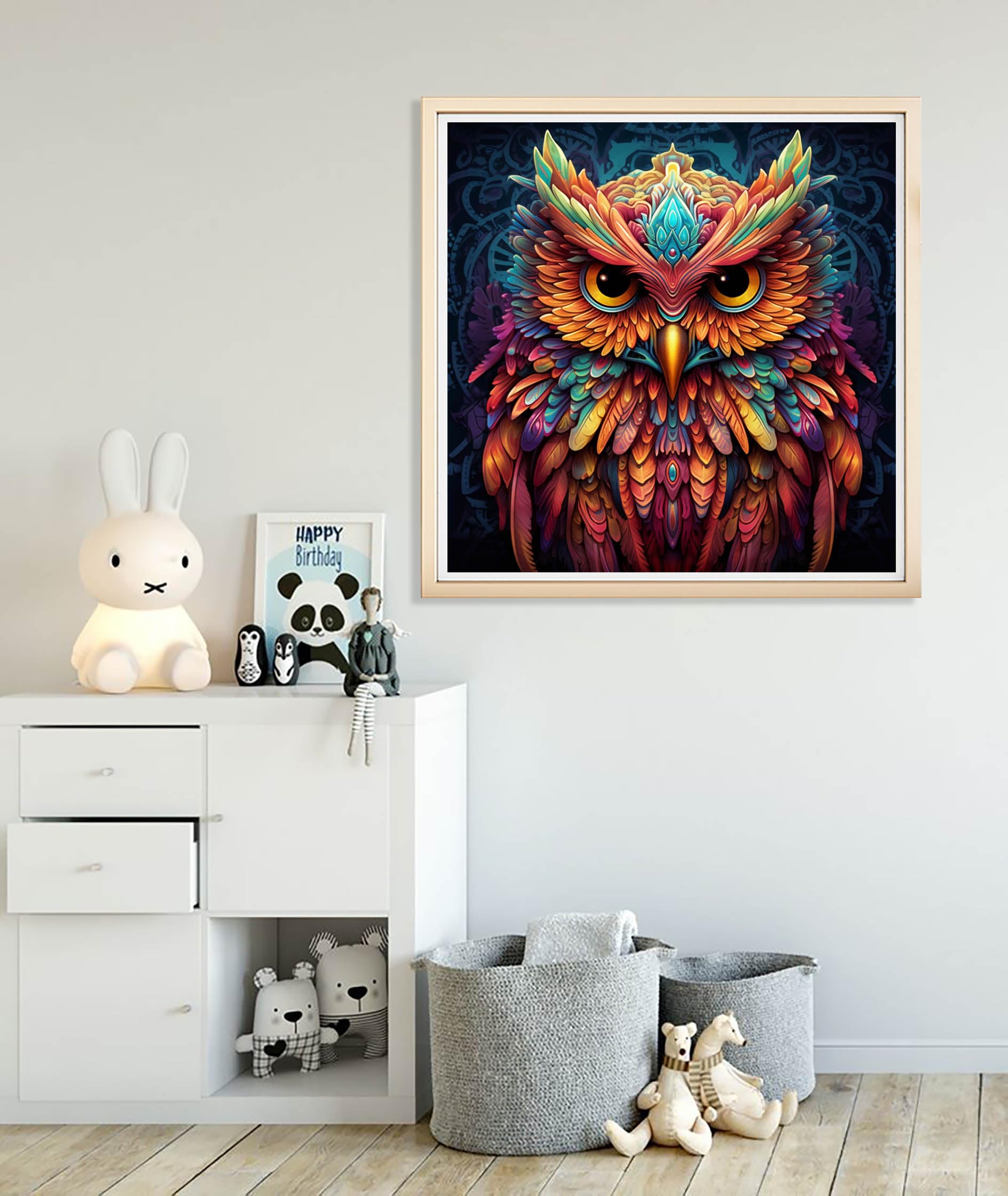 Diymood Paint by Numbers for Adults Owl, DIY Oil Painting Color Acrylic Paint by Number Kits for Kids Adults Beginner for Home Wall Decor 20x20 inch