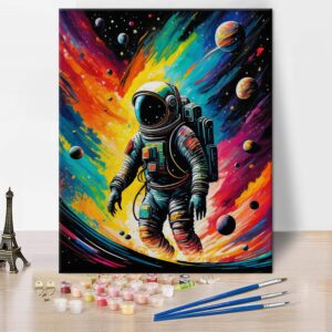 diy astronaut paint by numbers, nebula paint by numbers for adults, magical alien world art painting adult paint by numbers kits on canvas paint by numbers for adults beginner 16"x20" without frame