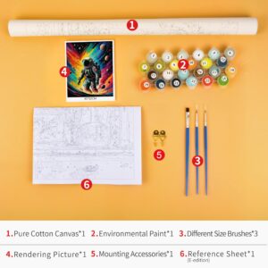 DIY Astronaut Paint by Numbers, Nebula Paint by Numbers for Adults, Magical Alien World Art Painting Adult Paint by Numbers Kits on Canvas Paint by Numbers for Adults Beginner 16"x20" without Frame