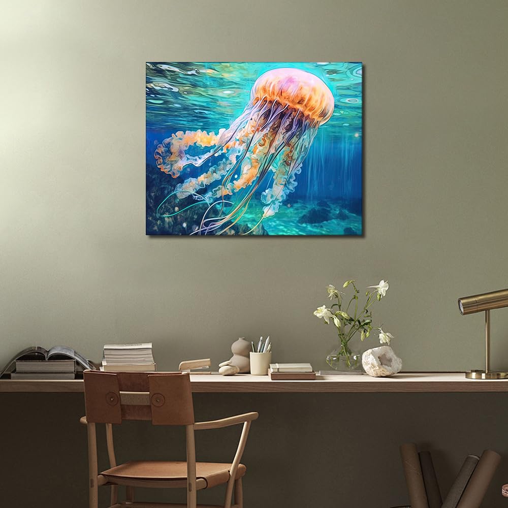 TUMOVO Paint by Numbers for Adults Beginner Jellyfish Paint-by-Numbers Wild Marine Animals Paint by Number Kits DIY Paint by Numbers Adult Paint by Number Kits on Canvas Home Decor, 16 x20 Inch