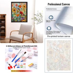 hkejoi Paint by Number for Kit Adults Canvas,Adults Paint by Numbers Kits,Acrylic Flowers Painting by Numbers for Adults for Home Wall Decoration and 16X12inch