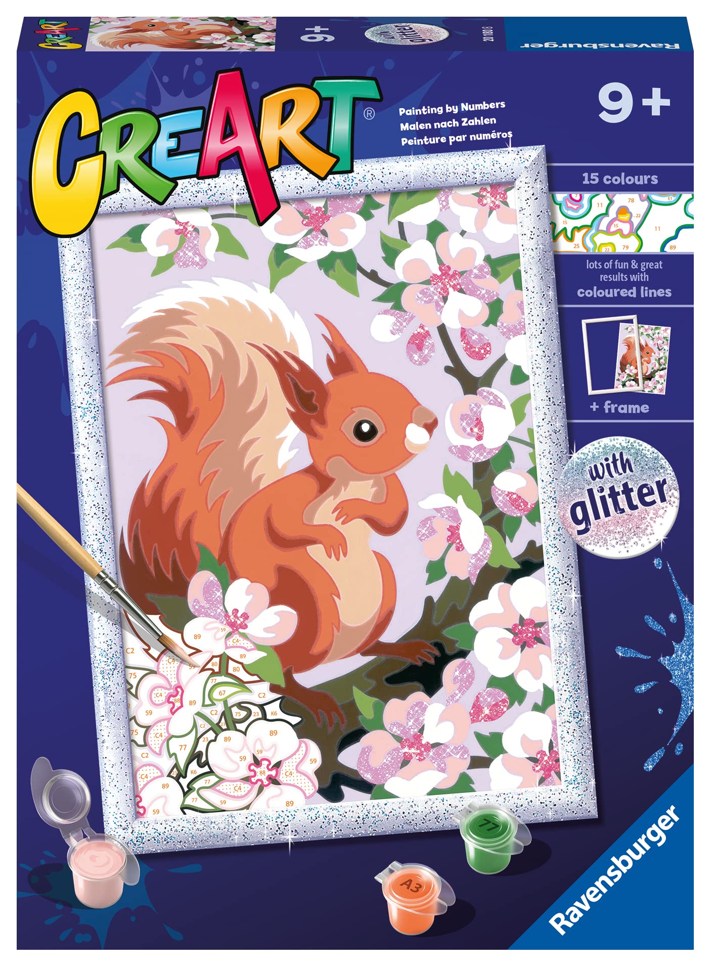 Ravensburger CreArt Spring Squirrel Paint by Numbers Kit for Kids - Painting Arts and Crafts for Ages 9 and Up