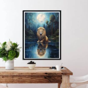 Diymood Paint by Numbers for Adults Lion, DIY Oil Painting Moon Acrylic Paint by Number Kits for Kids Adults Beginner for Home Wall Decor 16x20 inch