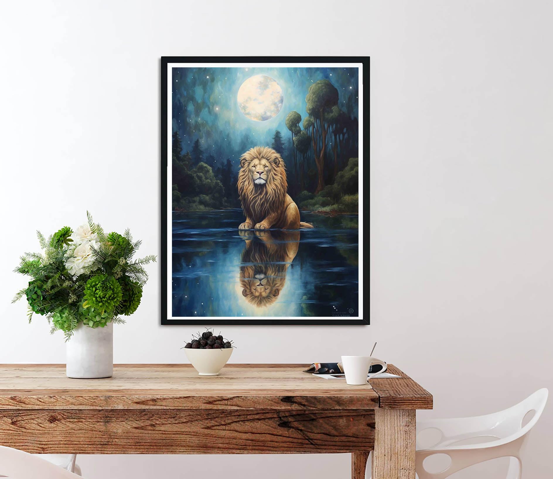 Diymood Paint by Numbers for Adults Lion, DIY Oil Painting Moon Acrylic Paint by Number Kits for Kids Adults Beginner for Home Wall Decor 16x20 inch