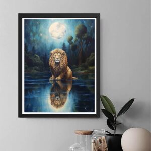 Diymood Paint by Numbers for Adults Lion, DIY Oil Painting Moon Acrylic Paint by Number Kits for Kids Adults Beginner for Home Wall Decor 16x20 inch