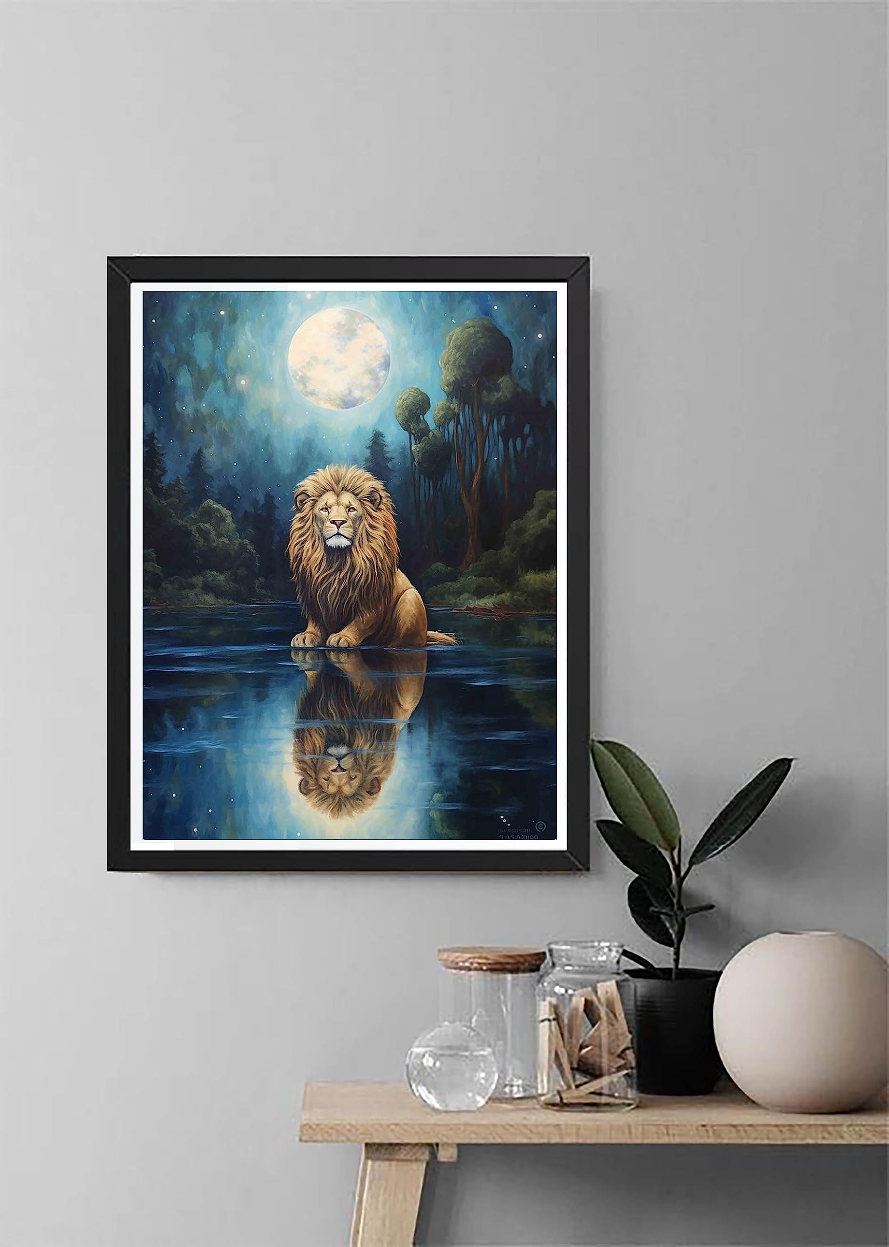 Diymood Paint by Numbers for Adults Lion, DIY Oil Painting Moon Acrylic Paint by Number Kits for Kids Adults Beginner for Home Wall Decor 16x20 inch