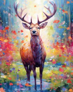 tishiron paint by numbers for adults, deer oil painting, paint by numbers for beginners, artistic impasto style paint by numbers kit, diy oil painting, children's crafts, 16x20 inch