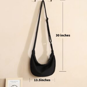 Small Sling Crossbody Bag for Women Men Trendy, Mini Crescent Bag with Adjustable Strap, 2 Zippers Lightweight Nylon Bag