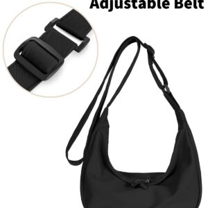 Small Sling Crossbody Bag for Women Men Trendy, Mini Crescent Bag with Adjustable Strap, 2 Zippers Lightweight Nylon Bag