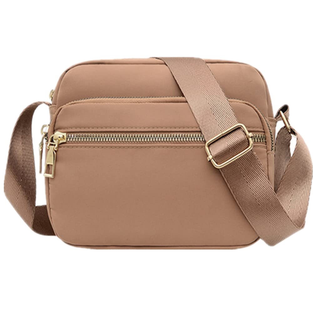 DIHKLCIO Nylon Crossbody Bags for Women Purses and Handbags Women's Casual Messenger Bags Waterproof Black Crossbody Purse (khaki)