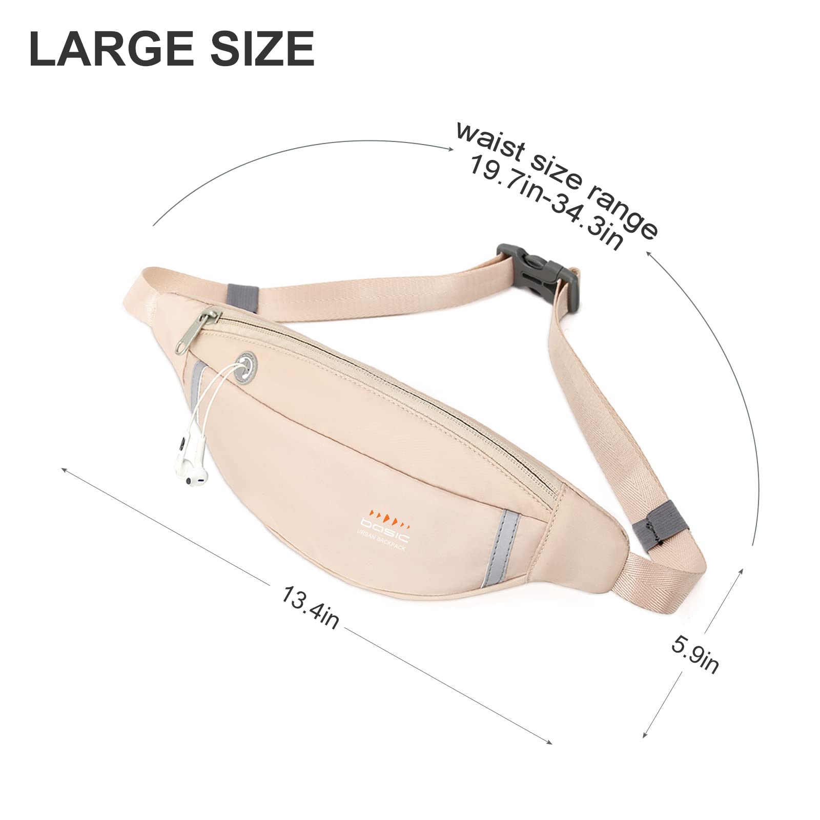 Fanny Packs for Women Fashionable Crossbody Bags Belt bag Multi-color Waterproof Waist Bag Plus Size Fanny Pack for Men with Headphone Jack for Running Fit All Phones White