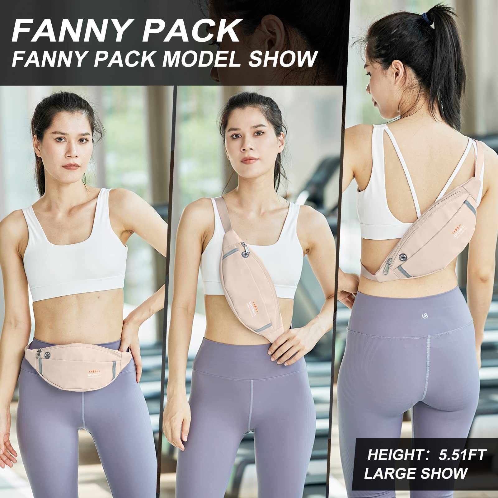 Fanny Packs for Women Fashionable Crossbody Bags Belt bag Multi-color Waterproof Waist Bag Plus Size Fanny Pack for Men with Headphone Jack for Running Fit All Phones White