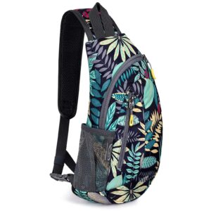 g4free sling bags men and women shoulder backpack small cross body chest sling backpack (blue leaf)