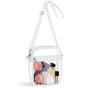 KETIEE Clear Bag Stadium Approved, Clear Crossbody Bag with Adjustable Strap Clear Purse for Women Clear Stadium Bag for Concerts Sports Festivals(White)