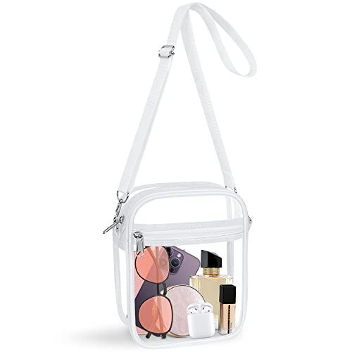 KETIEE Clear Bag Stadium Approved, Clear Crossbody Bag with Adjustable Strap Clear Purse for Women Clear Stadium Bag for Concerts Sports Festivals(White)