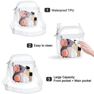 KETIEE Clear Bag Stadium Approved, Clear Crossbody Bag with Adjustable Strap Clear Purse for Women Clear Stadium Bag for Concerts Sports Festivals(White)