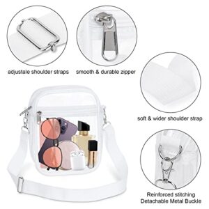 KETIEE Clear Bag Stadium Approved, Clear Crossbody Bag with Adjustable Strap Clear Purse for Women Clear Stadium Bag for Concerts Sports Festivals(White)