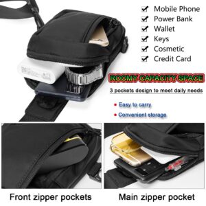 Small Sling Bag Lightweight Fanny Pack Mini Crossbody Backpack Casual Personal Pocket Bag Waterproof Phone Chest Bag (Black)