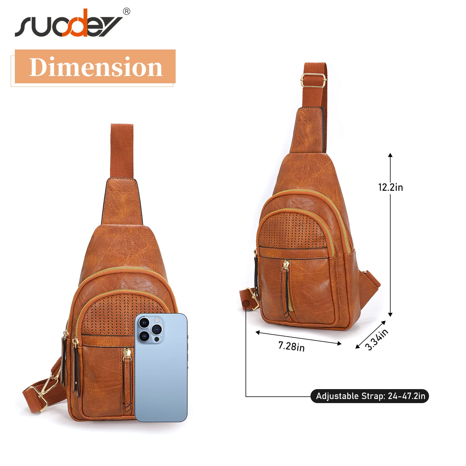 SUOSDEY 2024 Sling Bag for Women Leather Crossbody Bags for Women Trendy Chest Bag Traveling Walking