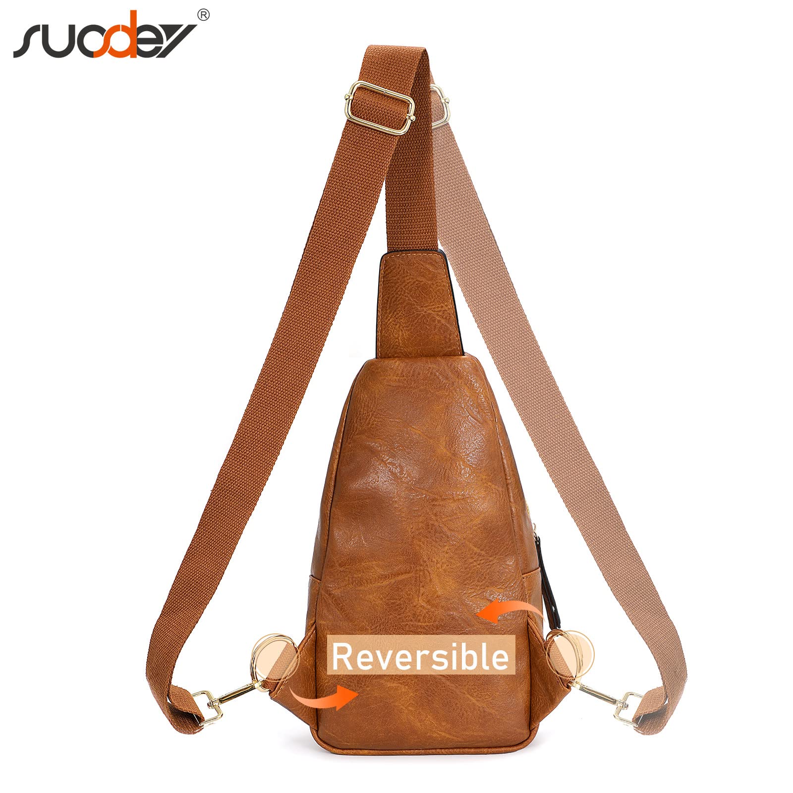 SUOSDEY 2024 Sling Bag for Women Leather Crossbody Bags for Women Trendy Chest Bag Traveling Walking