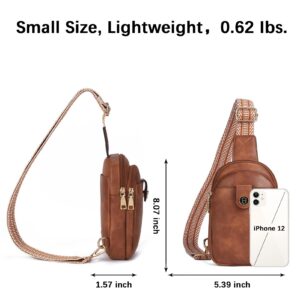 BOSTANTEN Small Sling Bag Crossbody Bags for Women Crossbody Trendy Purse Leather Chest Bag, Brown