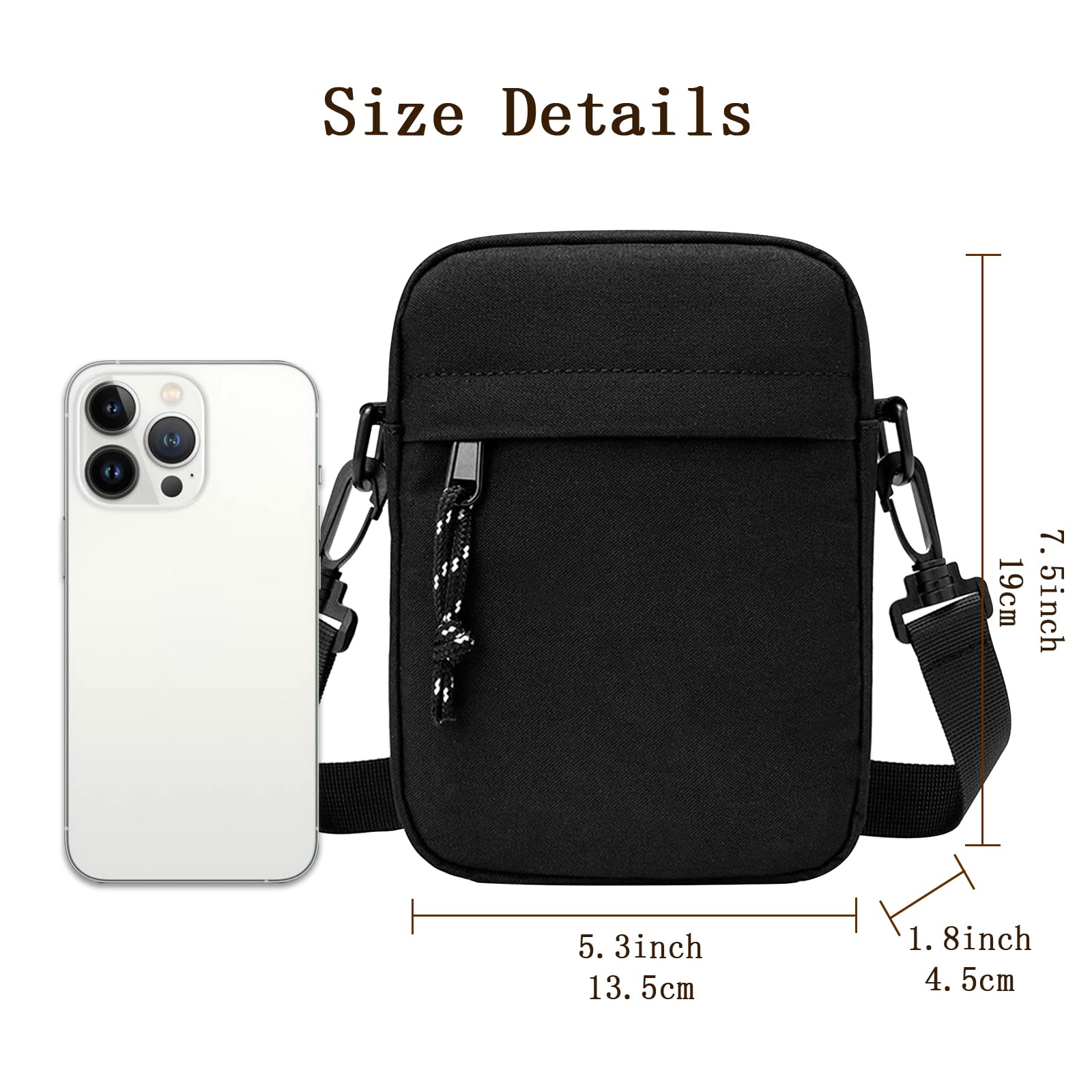 Ogetok Small Crossbody Bags Purses, Nylon Shoulder Bag for Women, Men Messenger Bags Travel Phone Wallet Purse Tiny Handbag