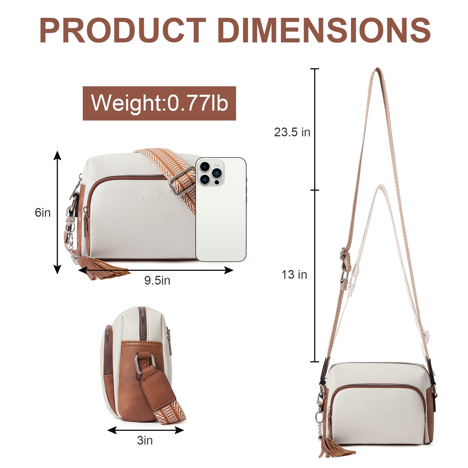 CLUCI Small Crossbody Purses for Women Trendy, Vegan Leather Women's Crossbody Handbags with Adjustable Wide Strap