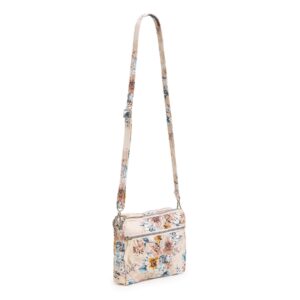 Vera Bradley Women's Performance Twill Triple Compartment Crossbody Purse, Peach Blossom Bouquet, One Size