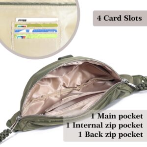 INICAT Fanny Packs for Women,Fashion Waist Packs Crossbody Bum Bag with Adjustable Strap for Travel Sport(Style1-Green)