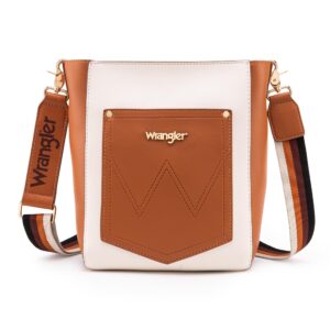 Wrangler Bucket Bag for Women Large Crossbody Bags with Extra Guitar Strap Hobo Purse Crossbody Handbags WG115-918-BR