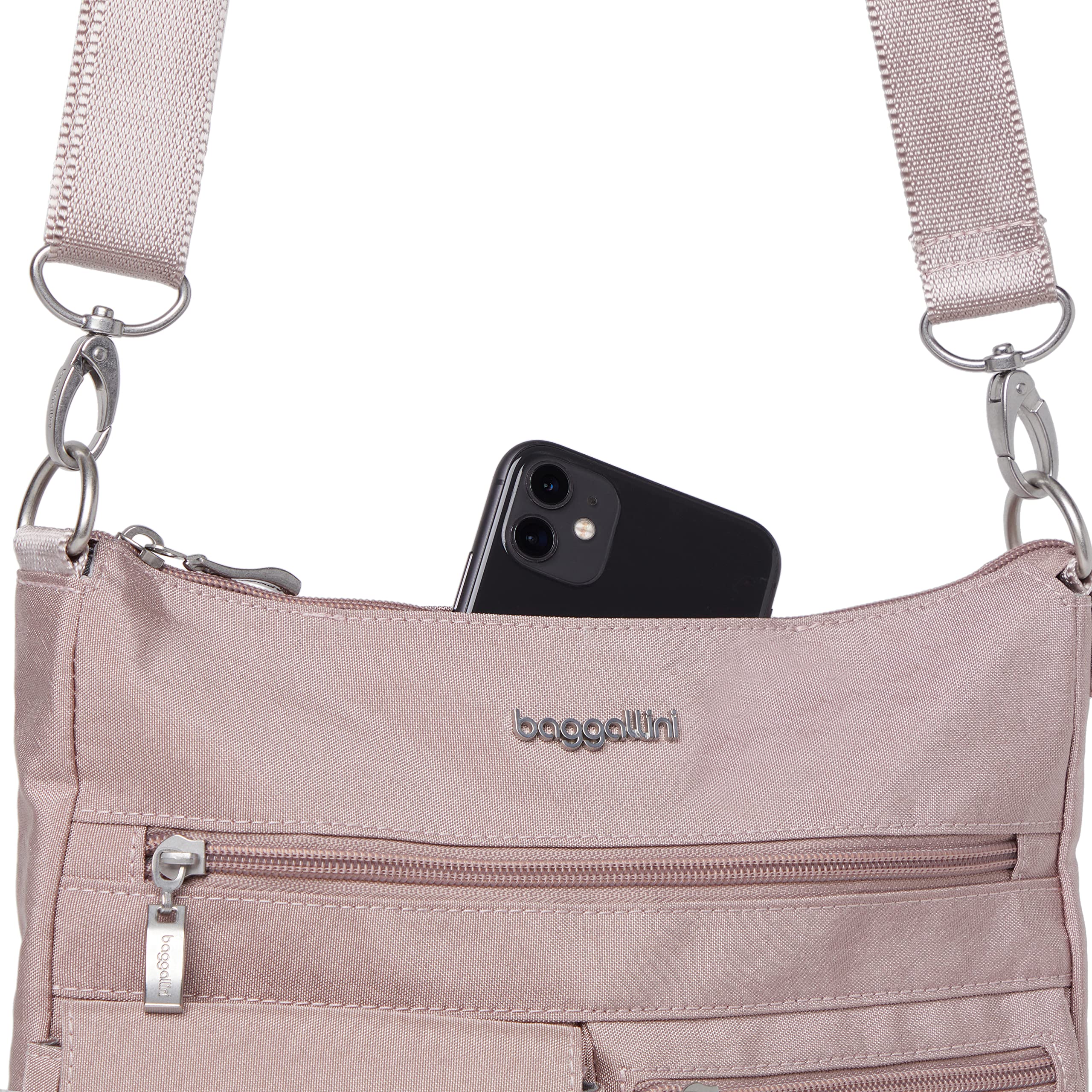 Baggallini womens Modern Everywhere Slim Crossbody, Blush Shimmer, One Size US